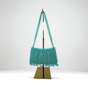 Prentice Vintage Made in Italy Turquoise Beaded Shoulder Bag Purse Handbag